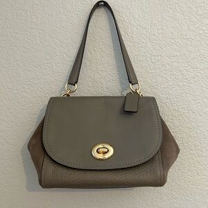 Coach purse Faye in great condition grey/taupe with gold accents- cross body or